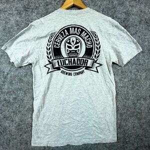 Luchador Brewing Company Next Level Apparel T-Shirt Men M Gray Cerveza Mas Macho